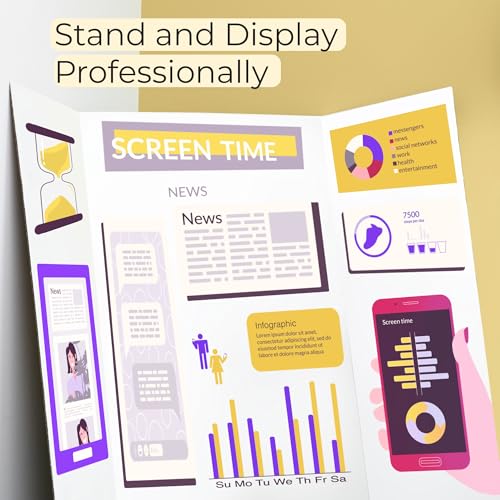 BAZIC Products Trifold Poster Board – White Corrugated Cardboard Display Board for school projects, science fairs, photos, charts, and classroom presentations, 28" x 40", 30-Pack - Thumbnail 5
