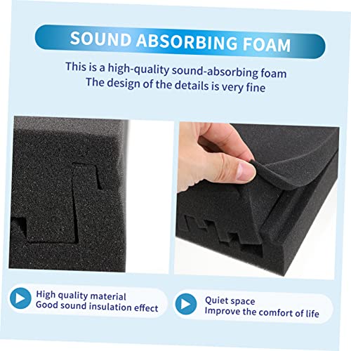 6 Piezas Paneles Acústicos con Escalonado para Pared para Cuarto de Batería Negro PU miniatura 6