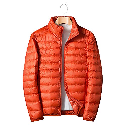 Doudoune en duvets de canard orange AKT pour homme, veste d'hiver ultra-fine en taille L 170cm