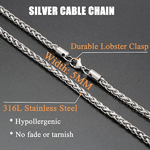 Image of JoycuFF Mens Cuban Link Chain Necklace for Boyfriend Gold Silver Stainless Steel 6MM 10MM Hip Hop Anniversary Birthday Christmas Jewelry for Men