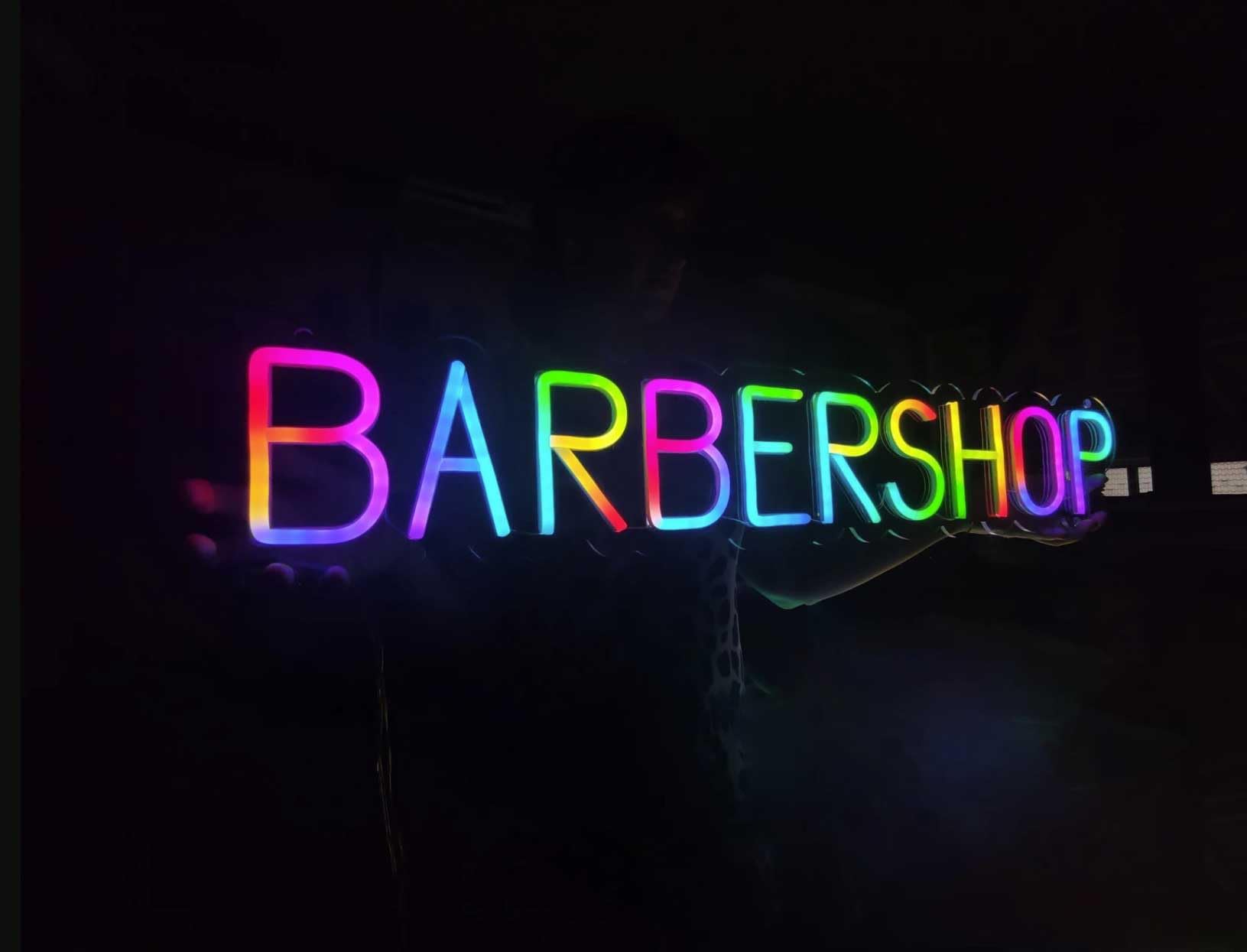 Barbershop Multi Color RGB Neon Sign Powered by USB Color Changing & Scrolling and Flashing Modes APP Remote Control for Home Decor Wedding Parties Gatherings