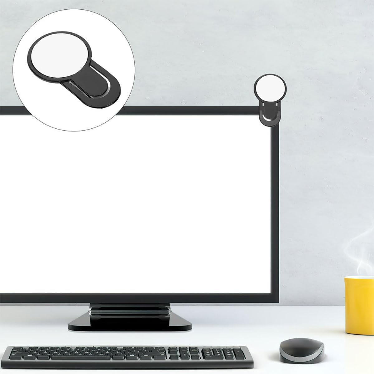 VALICLUD Wide-angle Clip-on Computer Monitor Rear View Mirror for Office Desk Cubicle, Plastic Convex Safety Mirror to See behind You, Creative Office Decoration and Personal Safety