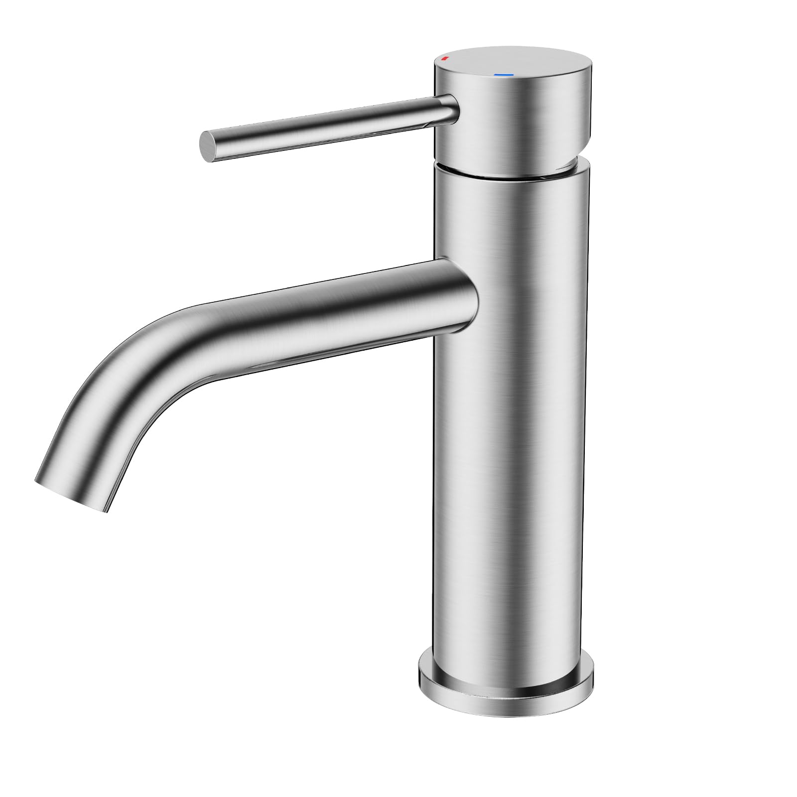 FORIOUS Wasserhahn Bad, Waschtischarmatur Waschbecken Armaturen in Spotresist Gebürstetes Nickel mit Einhandgriff Mischbatterie für Waschbecken im Bad, Gäste-WC