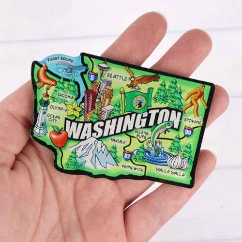Imán acrílico con mapa del estado de Washington miniatura 3