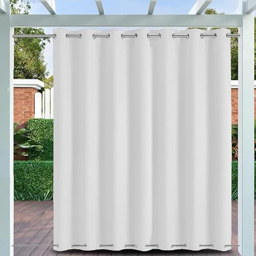 BliRiki Outdoor Vorhänge mit ösen Oben und Unten, Outdoor Vorhänge Wetterfest Sonnenschutz Blickdicht Outdoor Gardine für Pavillon Terrasse | 1 Stück, Weiß, B254xH132cm