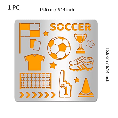 Infunly Soccer Stencil For Painting Stainless Steel Sport Football Drawing Stencils 6.15 Inches Championship Trophy Football Boots Metal Stencil Soccer Theme Stencils For Diy Painting Home Decor thumb #1