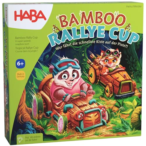 HABA Bamboo Rallye Cup - Gioco da tavolo per bambini dai 6 anni in su, con clacson in legno, interazioni turbolente con fattore di fastidio - 2010883001