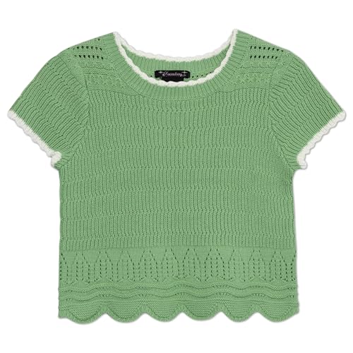 Image of Speechless Girls' Short Sleeve Scalloped Edge Crochet Top