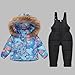 YRAETENM Kids 2 Piece Snowsuit Set Toddler Baby Boys Girls Winter Wear Hooded Puffer Jacket and Snow Bib Pants Ski Suits