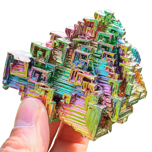 Image of Bismuth Ore Crystal - 150-200g (5.3-7 oz) Iridescent Rainbow Metal Art Specimen - Home Decoration, Education, Healing Stone, Collection