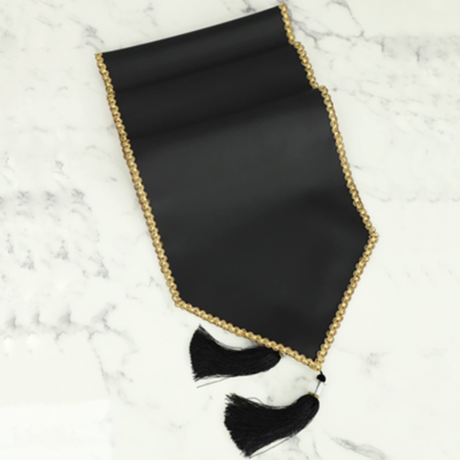 Chemin de table en PVC noir avec pampilles, isolation thermique, antidérapant, pour table de salle à manger, restaurant, hôtel, 30 x 210 cm