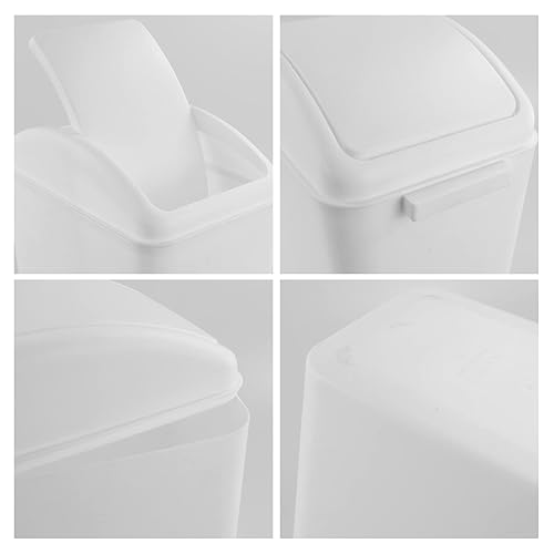 Miniatura 3 de Afromy Cubo de basura con tapa abatible de 4.2 galones, cubo de basura de plástico con tapa, color blanco