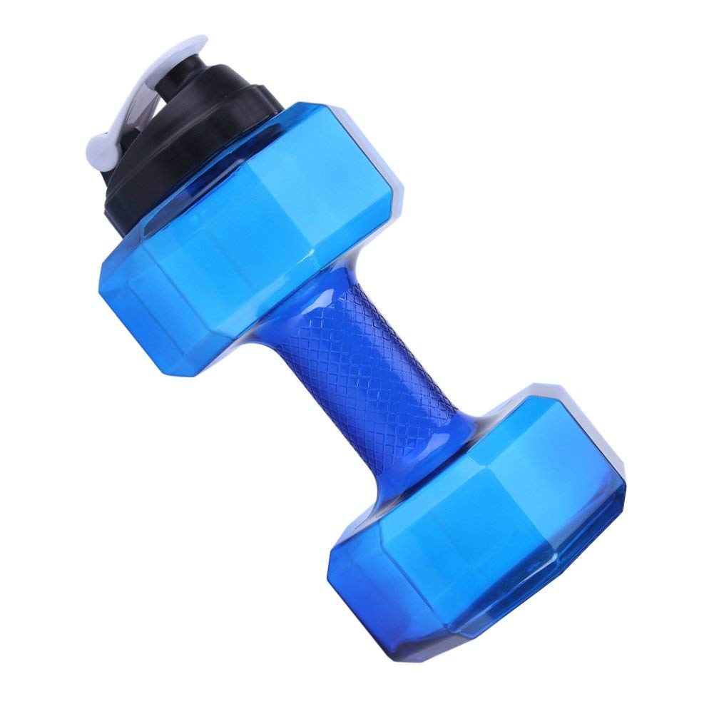 Bottiglia D'acqua a Forma di Manubrio di Grande capacità da 2,2 Litri per Fitness, Palestra, Campeggio, Escursionismo con Struttura e Coperchio a Prova di Perdite (BLUE)