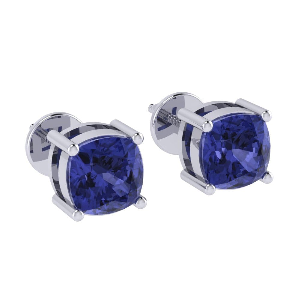 Rhodium Plated Pure 925 Sterling Silver Earrings | 6mm X 6mm Cushion Shaped Gemstone Solitaire Screwback Earrings | Birthstone Stud Earrings | Multiple Gemstone Options-image-20