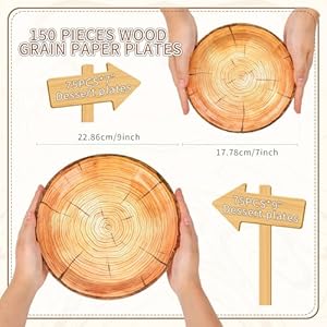 Tioncy 150 Pieces 100 Pieces Wood Grain Paper Plates 7" 9" Rustic Wood Slice Plate Farmhouse Round Disposable Dinner dish for Woodland Baby Shower Lumberjack Birthday Party Supplies Tioncy 150 Pieces 100 Pieces Wood Grain Paper Plates 7 9 Rustic Wood Slice Plate Farmhouse Round Disposable Dinner dish for Woodland Baby Shower Lumberjack Birthday Party Supplies