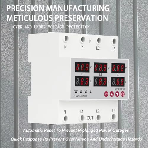 Relais de protection de tension triphasé ajustable 100A pour tableau électrique - 3
