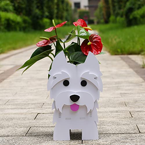 Gochoi Small Westie Gifts Dog Planter,PVC Animal Plant Pots Outdoor Indoor Garden Planters for Succulent,Cute Rectangular Plant Flower Pots Decor S Westie - Image 3