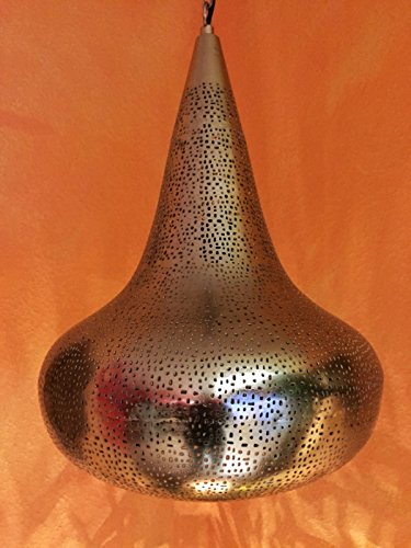 Orientalische Lampe Pendelleuchte Silber Namika 50cm E27 Lampenfassung | Marokkanische Design Hängeleuchte Leuchte aus… – Bild 5