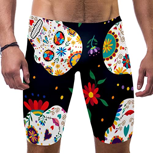 Jammers de natación para entrenar en piscina con estampado floral de calaveras