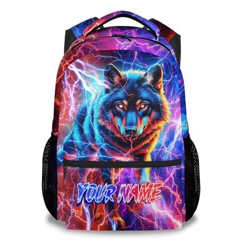 NICEFORNICE Custom Wolf Backpack for Boys - 17 Inch Kids Backpacks with Adjustable Straps for Elementary School - Lightweight Durable Animals Bookbag for Kindergarten