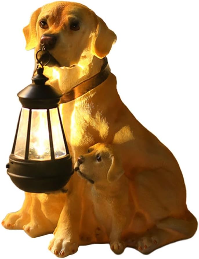 POPETPOP Unique Resin Craft Dog Statue Light Solar Garden Dog Decor Night Illumination