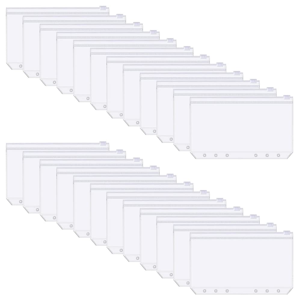 30 Borse Con Cerniera Per Raccoglitore A6 | PVC Trasparente Impermeabile | Per Documenti E Fogli Mobili