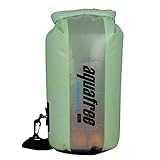 Aquafree アウトドア防水バッグ 12L グリーン 密封防水 円筒型 透明グリッド素材