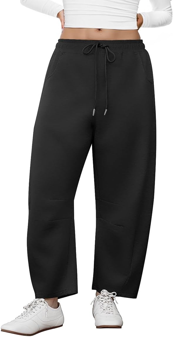 RITERA Plus Size Pants for Curvy Women Barrel Legs Sweatpants Drawstring Wide Leg Pants Lounge Trousers with Pockets XL-5XL
