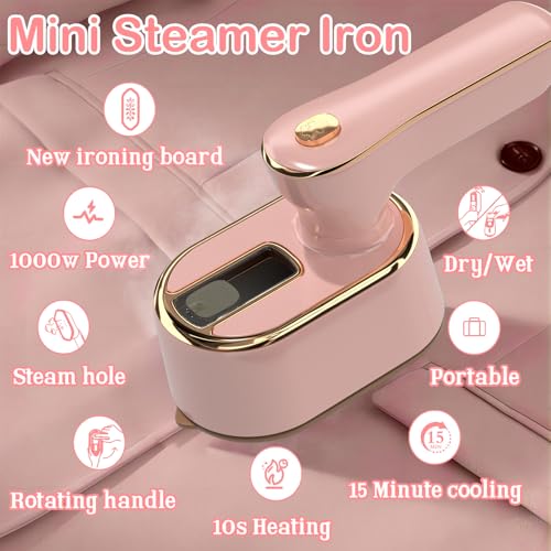 Image of Travel Steamer Iron for Clothes Mini - Portable Ironing Machine Travel Small Size Portable Steamer Travel College Dorm Home Essentials (Coralpink)