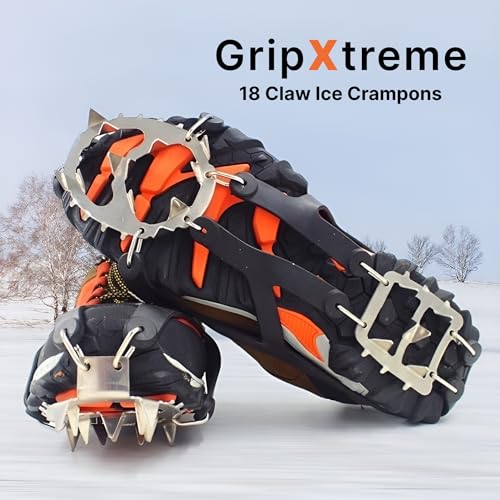 Image of Jungle Theory GripXtreme Ice Crampons - 18 Spike Anti-Slip Shoe Grips for Snow, Ice & Trekking | Steel Cleats for Shoes & Boots | Hiking Accessories for Men & Women