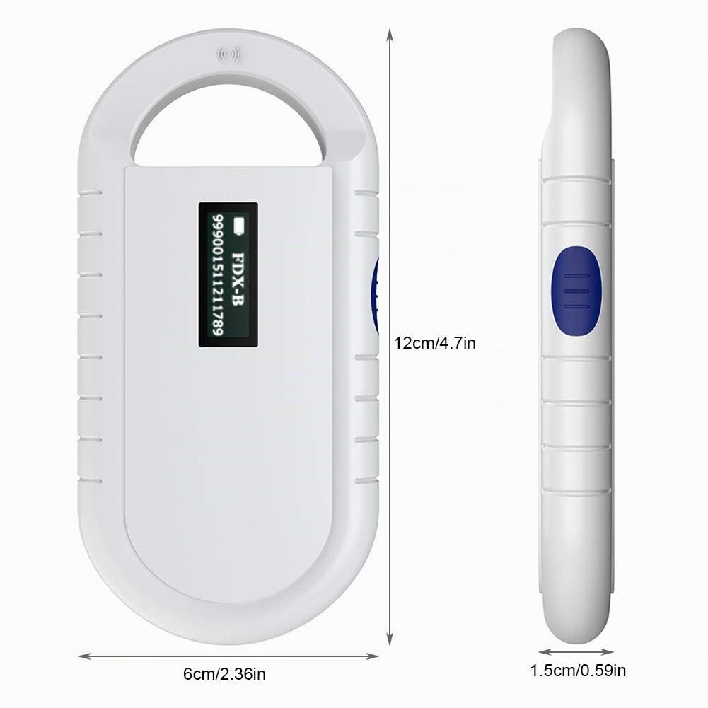 RFID Leser, Tragbarer Tier Chip Leser Haustier Mikrochip Scanner Universaler RFID Leser für ISO 11784/11785, RFID Hintergrundbeleuchtungs Bildschirm FDX B ID64