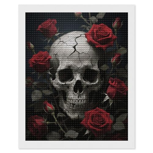 Peinture diamant tête de mort FodPand 40x50 cm avec kit outils de broderie
