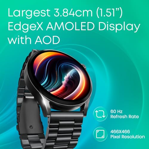 Image of Fastrack Radiant FX4 1.51 inch AMOLED Metal Smart Watch with Single Sync BT Calling, Functional Crown, All-Round Health Tracking, 100+ Sports Modes, IP68 - Smartwatch for Man & Woman (Black)