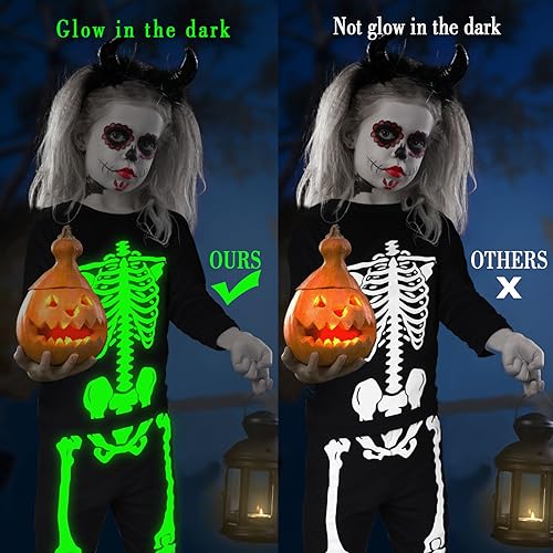 Tphon Boys Halloween Pajamas Sets Toddler Kids Pjs Glow in Dark Skull Sleepwear 2 Piece Snug Fit Cotton Pajama Set2