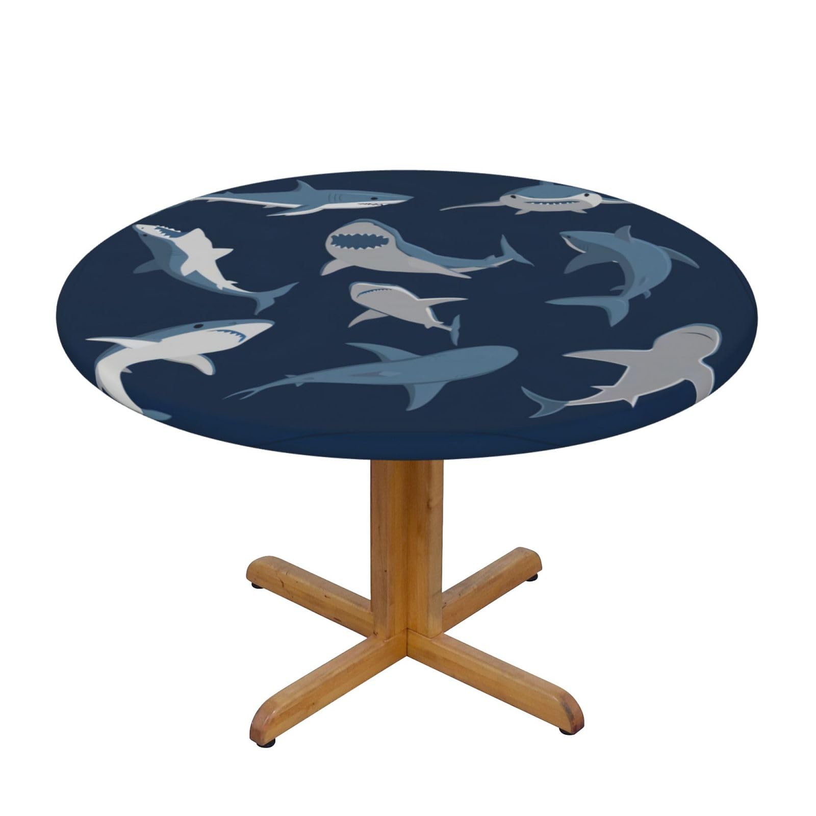 ZQYTGFDC Ocean Fish S Decorative Round Tablecloth Waterproof Anti Stain Oil Proof Size for 40 50 inch