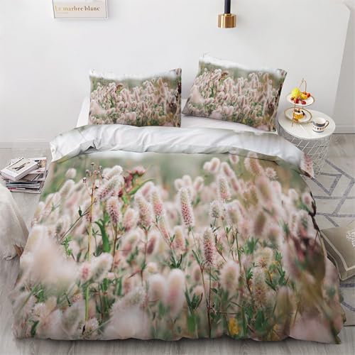Funda Nórdica Cama 105 cm Microfibra Juego de Ropa de Cama 3 Piezas Funda de edredón 180x220 cm con Funda de Almohada 50x75 cm Planta