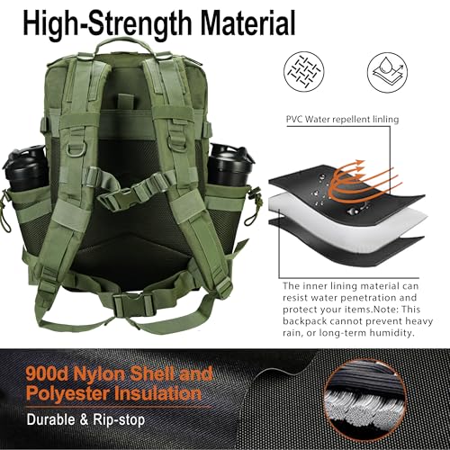 Image of LHI Tactical Military Backpack for Men 25L /45L Large Molle Army Assault Pack 3 Day Hiking Rucksack With Bottle Holder