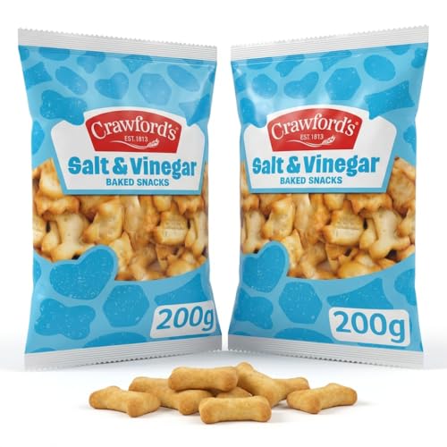 Crawfords Salt and Vinegar Baked Snacks – Pack of 2 (200g Each) – Crunchy Savoury Biscuits for Party, Picnic & Office – Healthy Vegetarian Nibbles with Classic Tangy Flavour