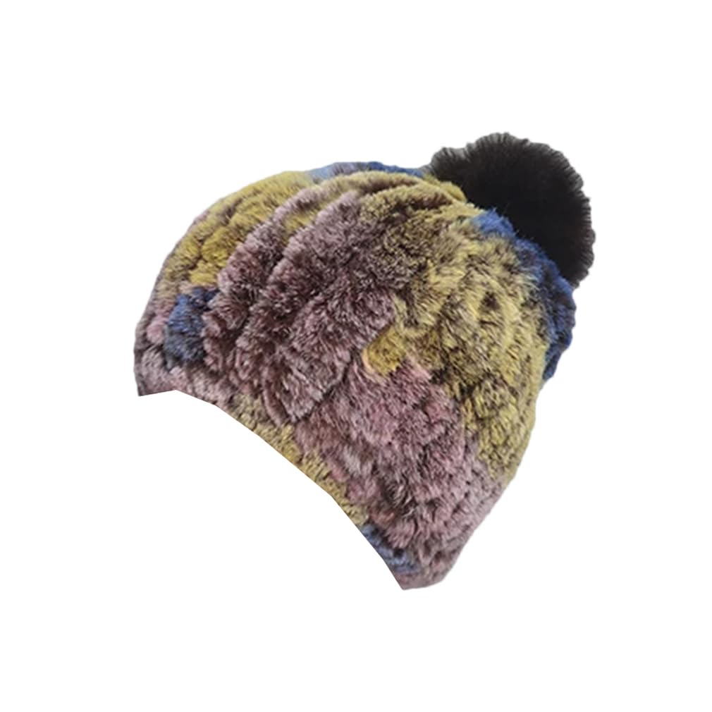 Bonnets Tricotés Épais Et Chauds pour Femmes, Bonnet Tricoté À Pompon, Casquette De Ski Et De Neige pour l'hiver,4-One Size