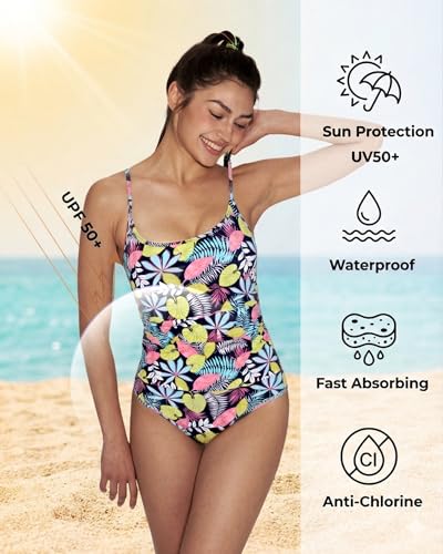 Image of Period Swimwear for Teens One Piece Ultra-Thin Quick-Dry Leakproof Tummy Control Swim Suit ,Multi