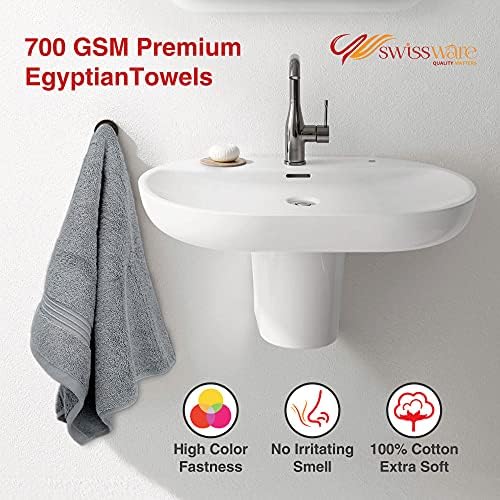 Luxury Hand Towels set 700 GSM Set of 2 Hand Towels for bathroom - Premium Egyptian Cotton Hand towels  Ultra-Absorbent  Suitable for Home, Hotels & Spa  50 x 85cm (Grey, 2 Hand Towels)