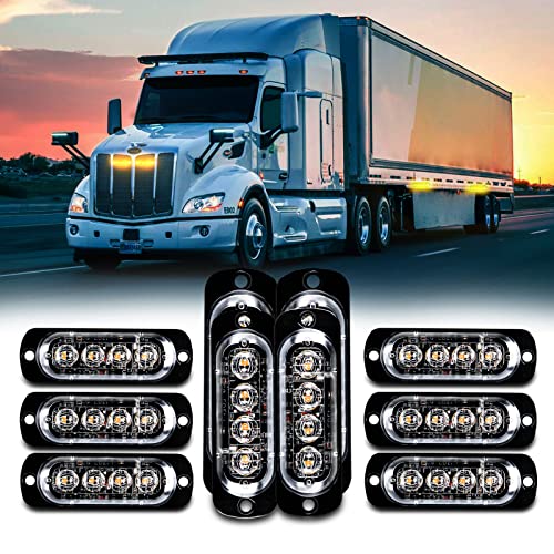 Lot de 10 feux de position latéraux LED, 4 LED feux de gabarit pour remorque pour voiture, moto, SUV, camion, chariot élévateur, VTT, véhicule d'ingénierie, bateau (Ambre) Cover