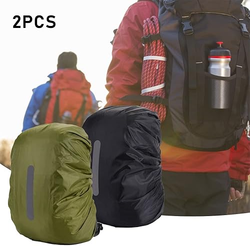 Miniatura 4 de Xiaokeis Paquete de 2 fundas de lluvia impermeables para mochila, ultraligera y portátil, con tira reflectante, para la lluvia, antipolvo,