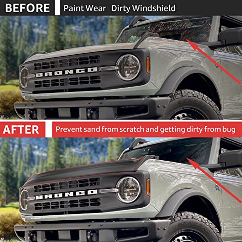 Hood Bug Deflector For 2021 2022 2023 Ford Bronco Accessories 2/4 Door Hood Shield Protector Stone Guard(Matte Black) #TOP3