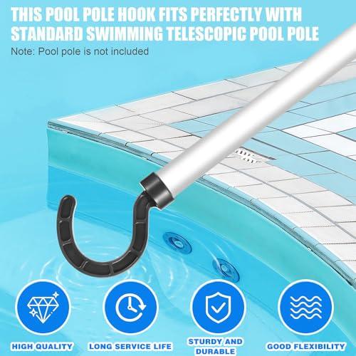 HEYIDAMAI Haken für poolroboter, mit 5 Abnehmbare Verstärkung Aluminiumstange, Pool Haken für Pool Saugroboter, Pool Reinigungszubehör Haken, Generisch Haken für Poolreiniger Roboter Zubehör