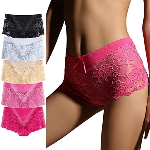 SHISUTA 5 Pack of Women's Underwear Regular & Plus Size Lace Boyshort Panties Hipster Panty (5-pack Leopard Assorted-1, XL)