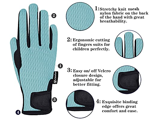 Chinfun Kids Horse Riding Gloves Child Summer Gloves Cycling Gloves Perfect For Cycling Riding Running Skiing And Spring Outdoor Activities Cool Mesh Sky Blue Size S 6-8 #TOP1