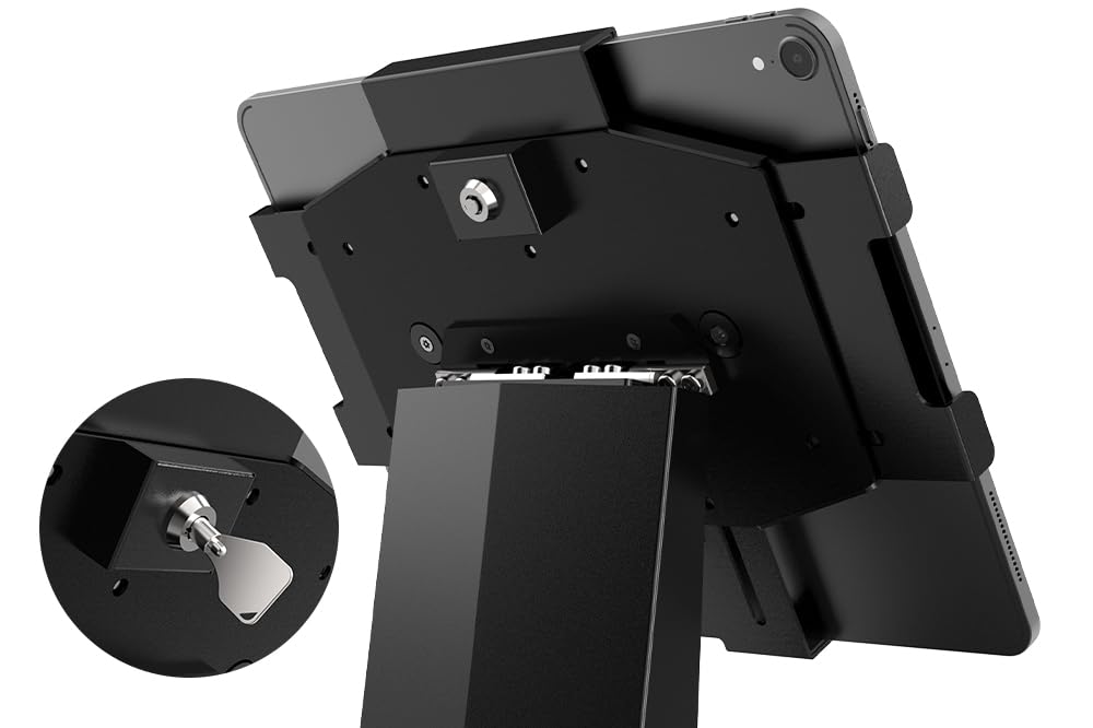 Support pour iPad POS avec Espace pour imprimante pour 9.7-12.9 Pouces iPad Galaxy - Support antivol pour Tablette en métal avec clé et Serrure pour Les commerces de détail et Les Restaurants