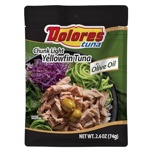 Dolores Tuna Chunk Light Yellowfin Tuna in Water, 5 oz Can (Pack of 24) – Mild Flavor, Flaky Texture, Ready-to-Eat Protein