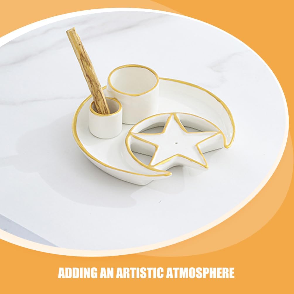 Cabilock Ceramic Incense Holder Tray Versatile Sage Burner for Incense Sticks Elegant Candle Stand and Decorative Home Accent Unique Artistic Design Ceramic Material